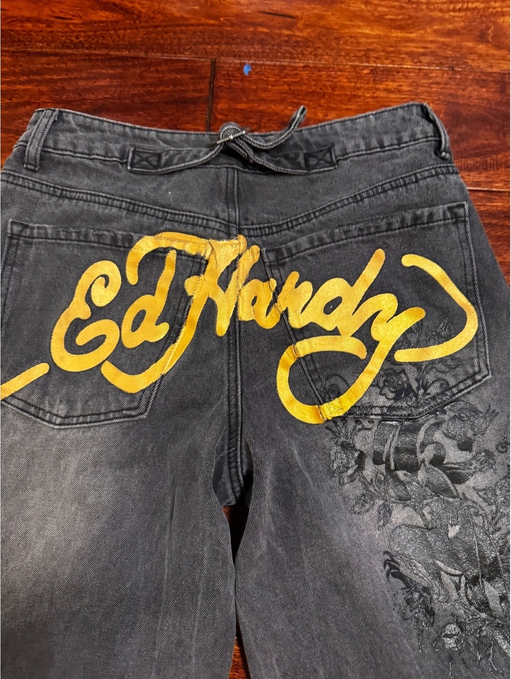 Vintage Y2K Ed Hardy Death Before Jeans Size 28 | Wide Leg Tattoo